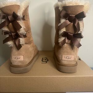 UGG Tan Winter Boots with Bow Detail